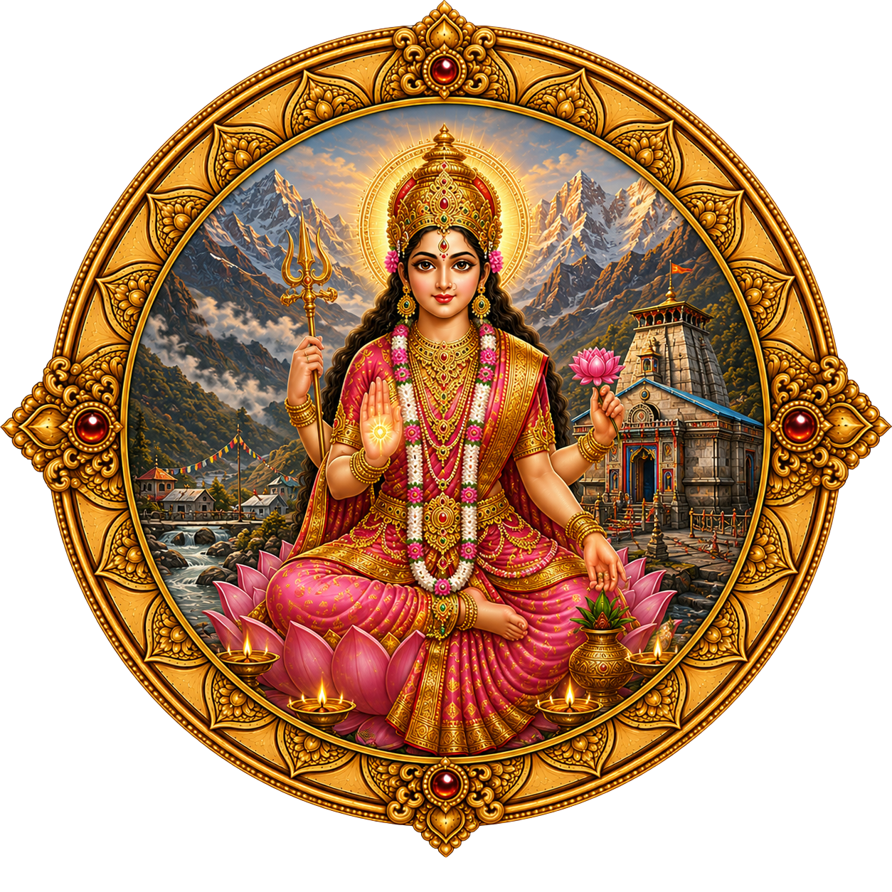 Goddess Sri Bhuvana Sundari Center Medallion